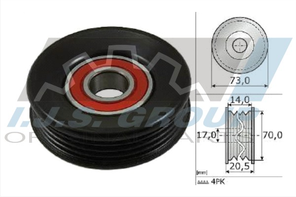 Tensioner Pulley, V-ribbed belt (93-1486)