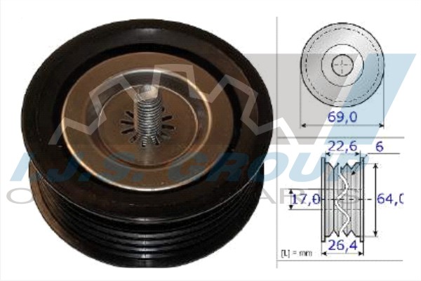 Deflection/Guide Pulley, V-ribbed belt (93-1390)