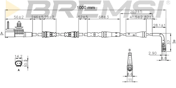 Warning Contact, brake pad wear (WI0979)