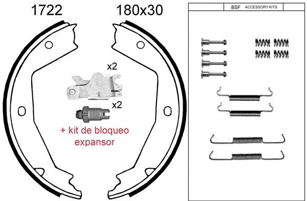 Brake Shoe Set, parking brake (01722KC)