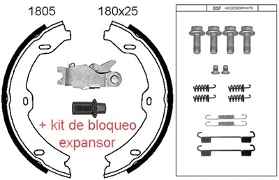 Brake Shoe Set, parking brake (01805KC)