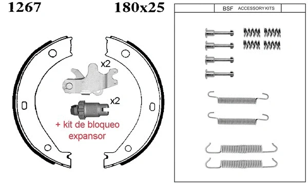 Brake Shoe Set, parking brake (01267KC)