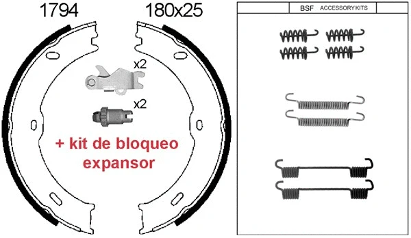 Brake Shoe Set, parking brake (01794KC)