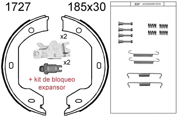 Brake Shoe Set, parking brake (01727KC)