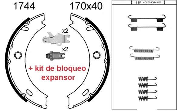 Brake Shoe Set, parking brake (01744KC)