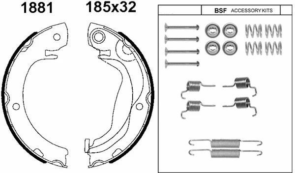 Brake Shoe Set, parking brake (01881K)