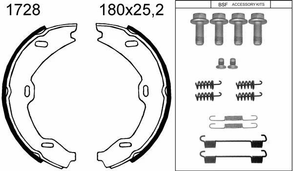 Brake Shoe Set, parking brake (01728K)