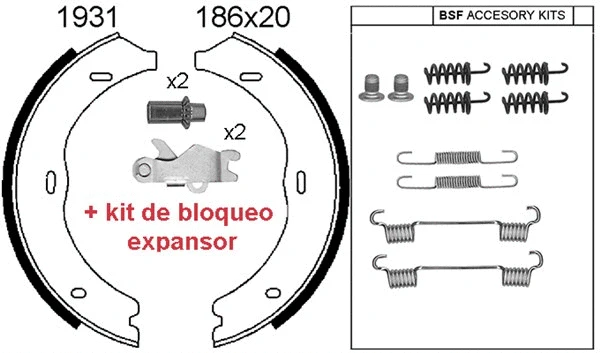 Brake Shoe Set, parking brake (01931KC)