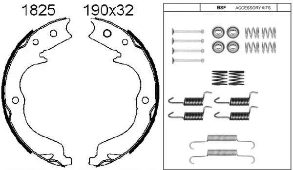 Brake Shoe Set, parking brake (01825K)