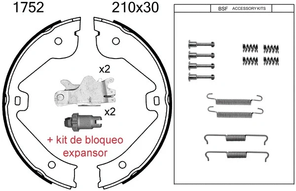 Brake Shoe Set, parking brake (01752KC)