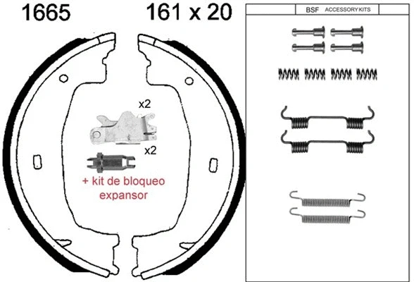 Brake Shoe Set, parking brake (01665KD)