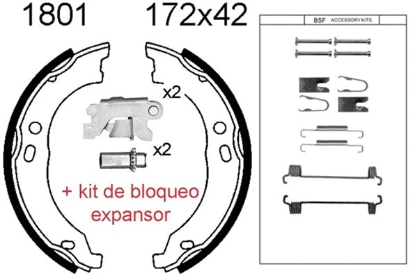 Brake Shoe Set, parking brake (01801KC)