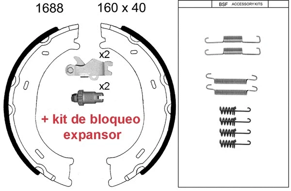 Brake Shoe Set, parking brake (01688KC)