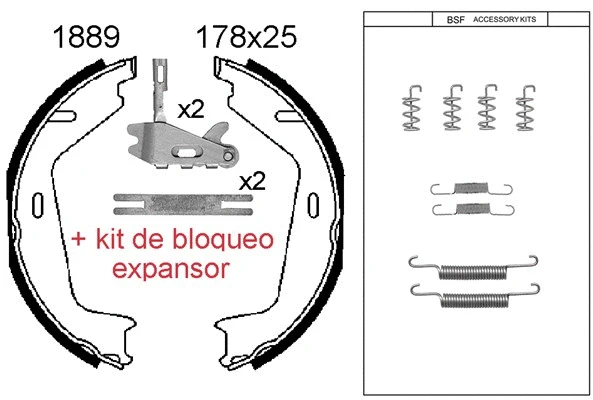 Brake Shoe Set, parking brake (01889KC)