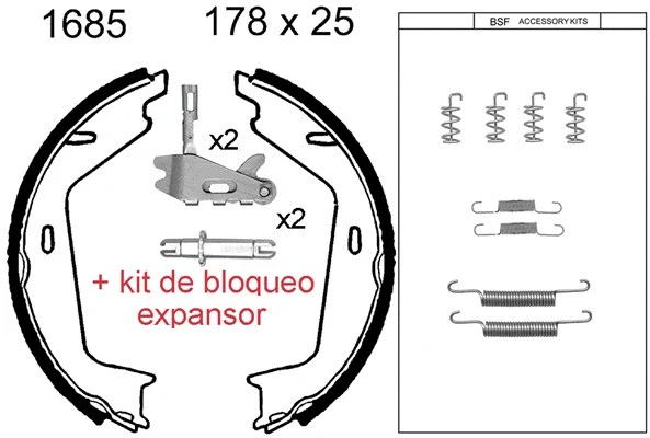 Brake Shoe Set, parking brake (01685KD)
