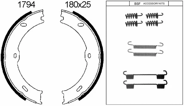 Brake Shoe Set, parking brake (01794K)