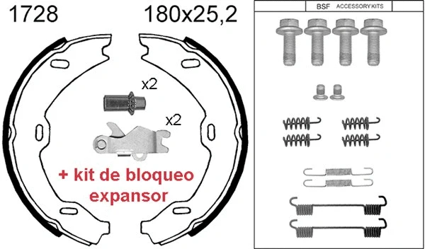 Brake Shoe Set, parking brake (01728KC)