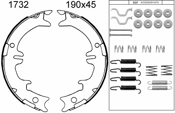 Brake Shoe Set, parking brake (01732K)