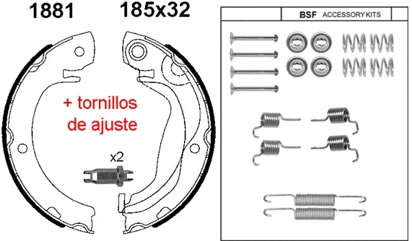 Brake Shoe Set, parking brake (01881KC)