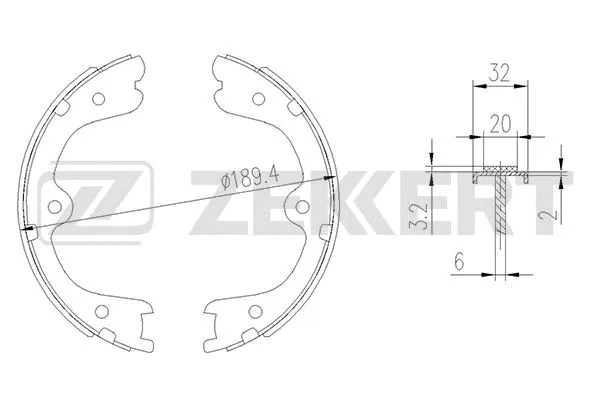 Brake Shoe Set, parking brake (BK-4011)
