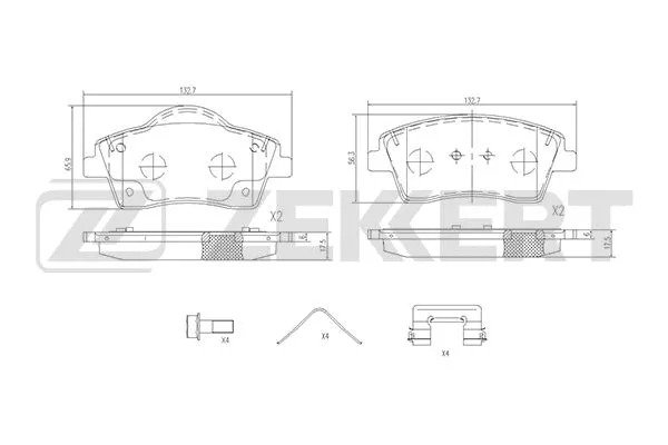 Brake Pad Set, disc brake (BS-1844)