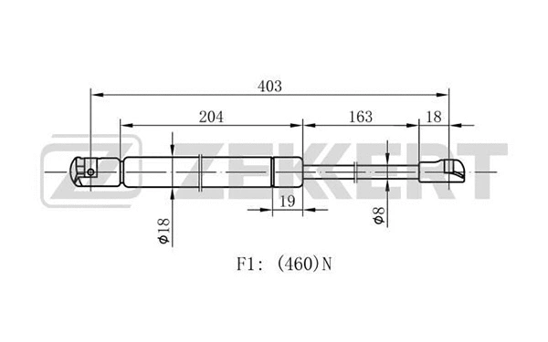 Gas Spring, bonnet (GF-1352)