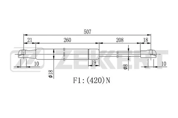 Gas Spring, boot/cargo area (GF-2203)