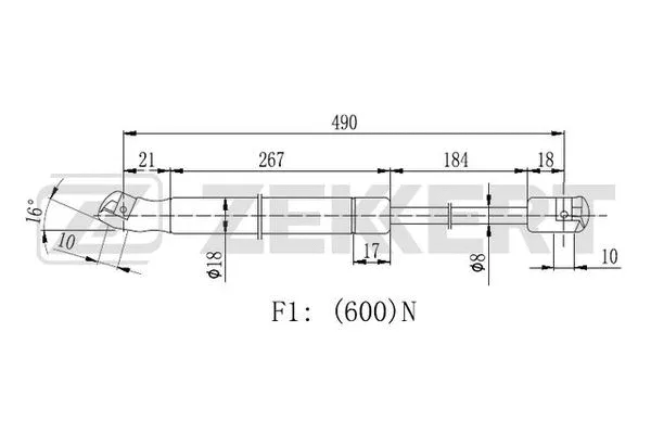 Gas Spring, boot/cargo area (GF-2151)