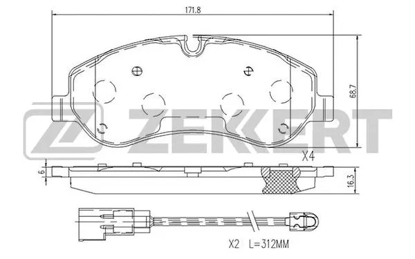 Brake Pad Set, disc brake (BS-1250)