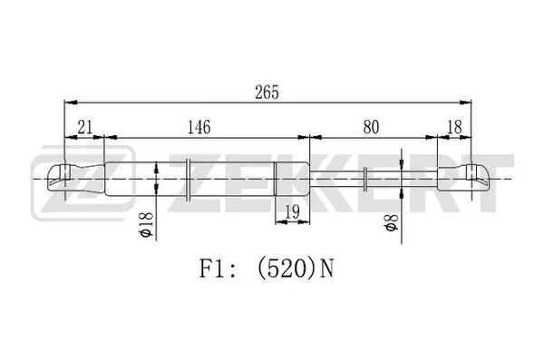 Gas Spring, boot/cargo area (GF-1780)