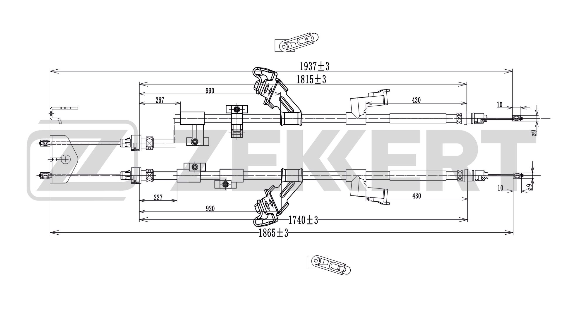 Cable Pull, parking brake (BZ-1262)