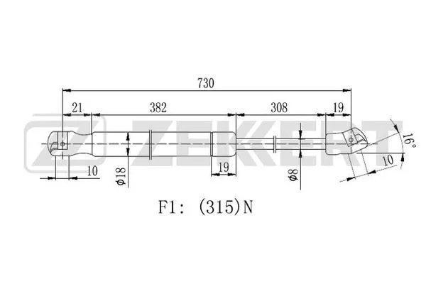 Gas Spring, bonnet (GF-2284)