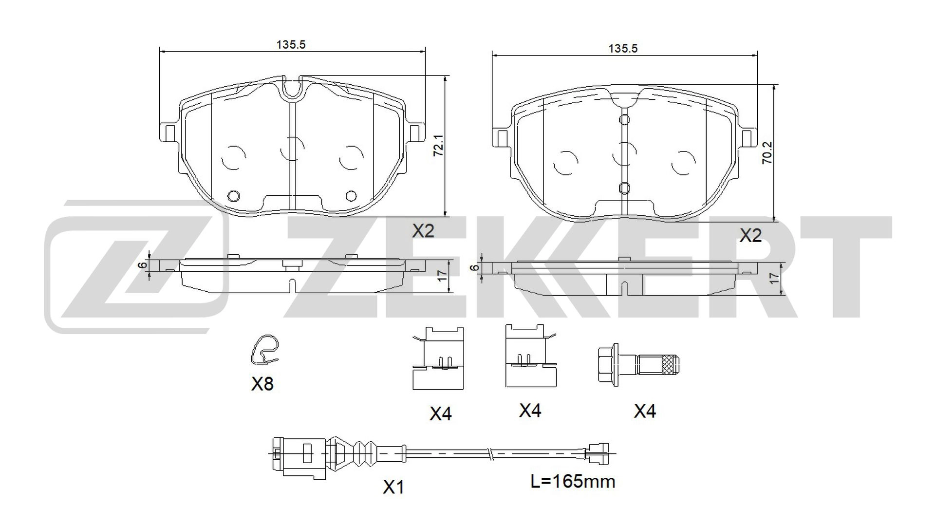 Brake Pad Set, disc brake (BS-1190)