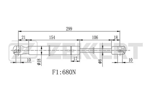 Gas Spring, bonnet (GF-2227)