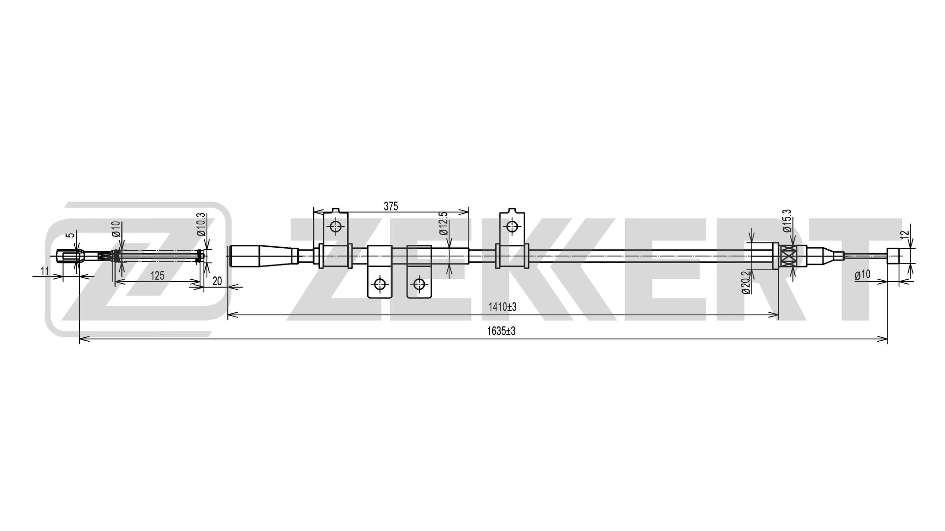 Cable Pull, parking brake (BZ-1038)