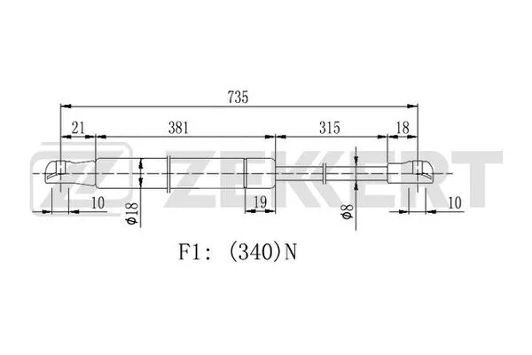 Gas Spring, boot/cargo area (GF-2281)