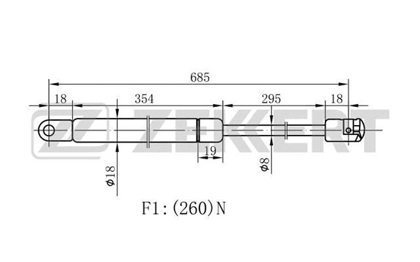 Gas Spring, bonnet (GF-1117)