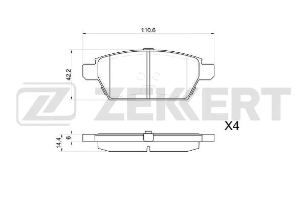Brake Pad Set, disc brake (BS-1044)