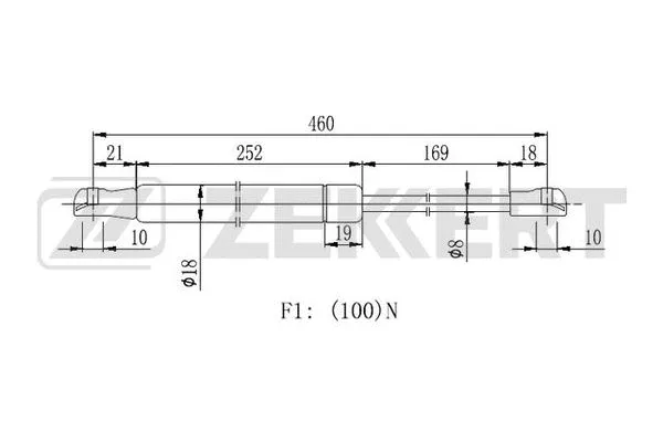 Gas Spring, rear window (GF-1482)