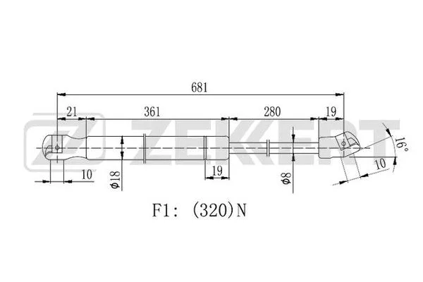 Gas Spring, bonnet (GF-2067)