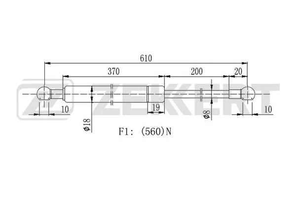 Gas Spring, boot/cargo area (GF-2197)