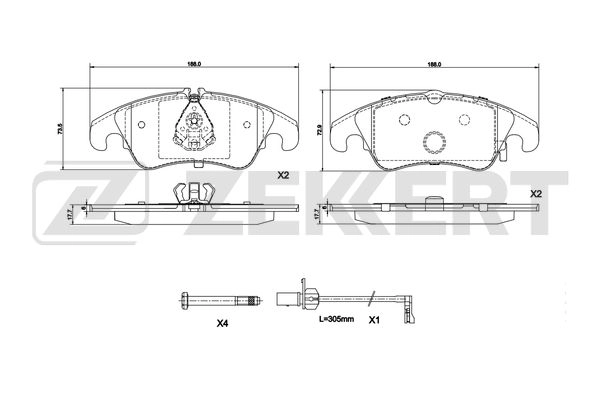 Brake Pad Set, disc brake (BS-1292)