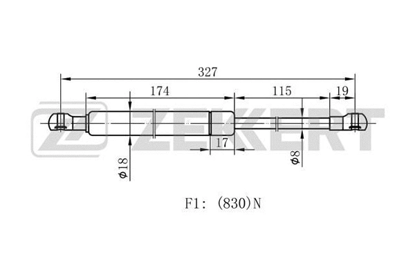 Gas Spring, bonnet (GF-1334)