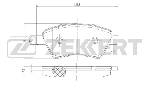 Brake Pad Set, disc brake (BS-2826)