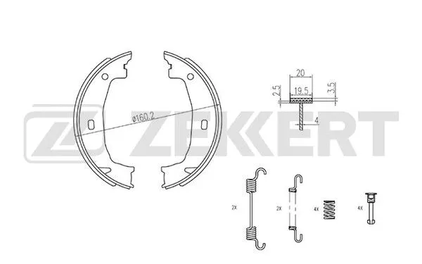Brake Shoe Set, parking brake (BK-4322)