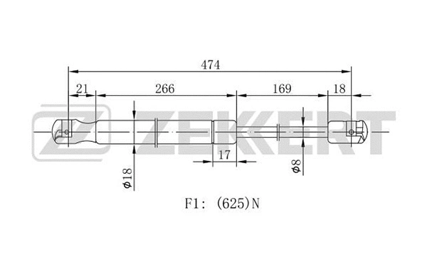 Gas Spring, boot/cargo area (GF-1782)