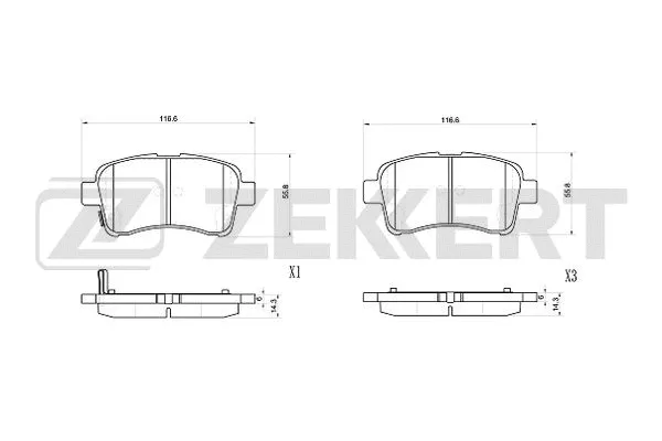 Brake Pad Set, disc brake (BS-1038)
