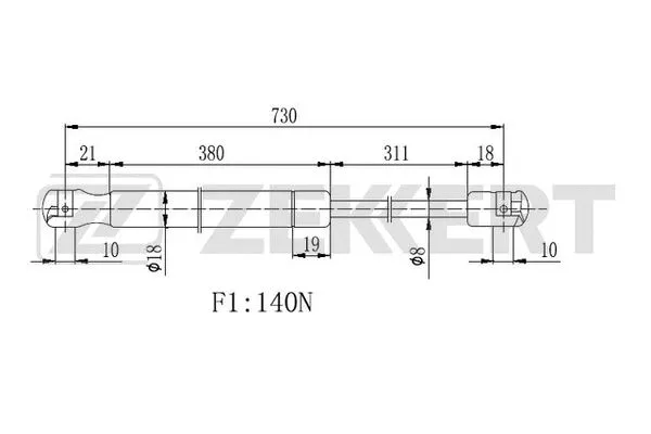 Gas Spring, bonnet (GF-2279)