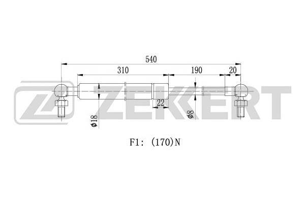 Gas Spring, rear window (GF-1539)