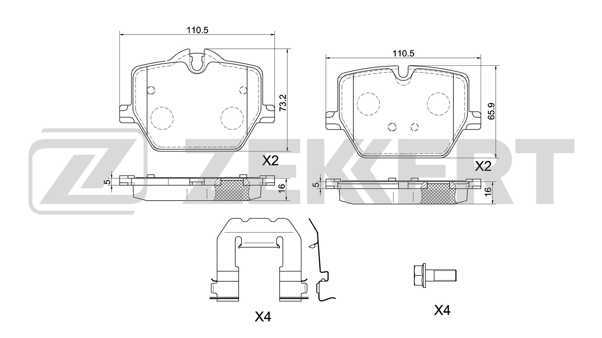 Brake Pad Set, disc brake (BS-1092)